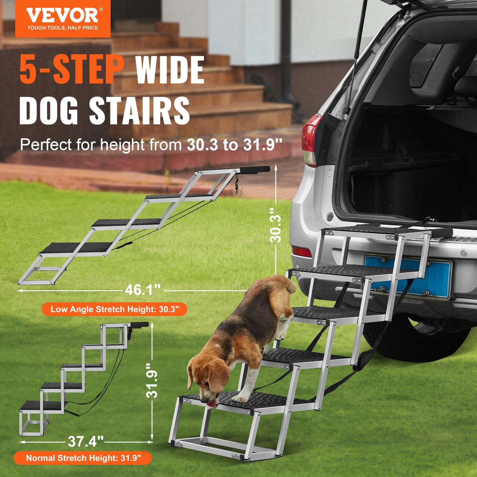 5-Step Folding Dog Stairs for Cars