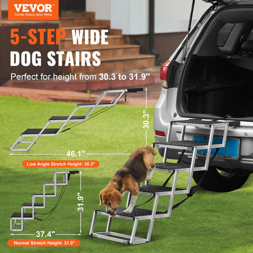 5-Step Folding Dog Stairs for Cars