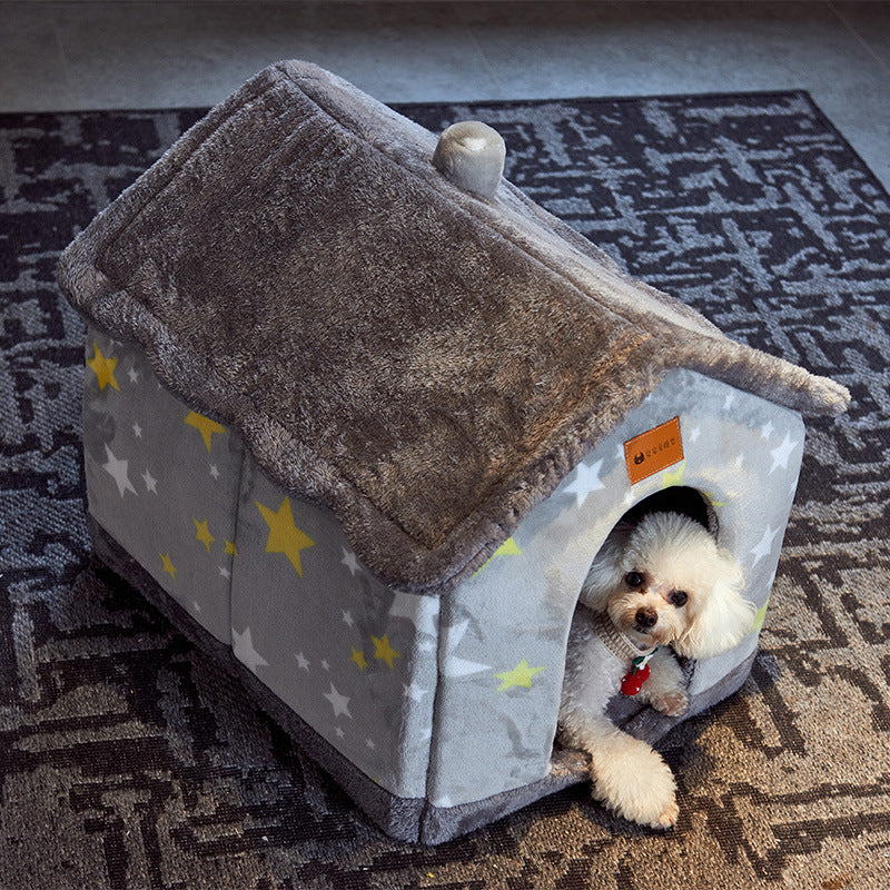 Foldable Pet House with Removable Cushion
