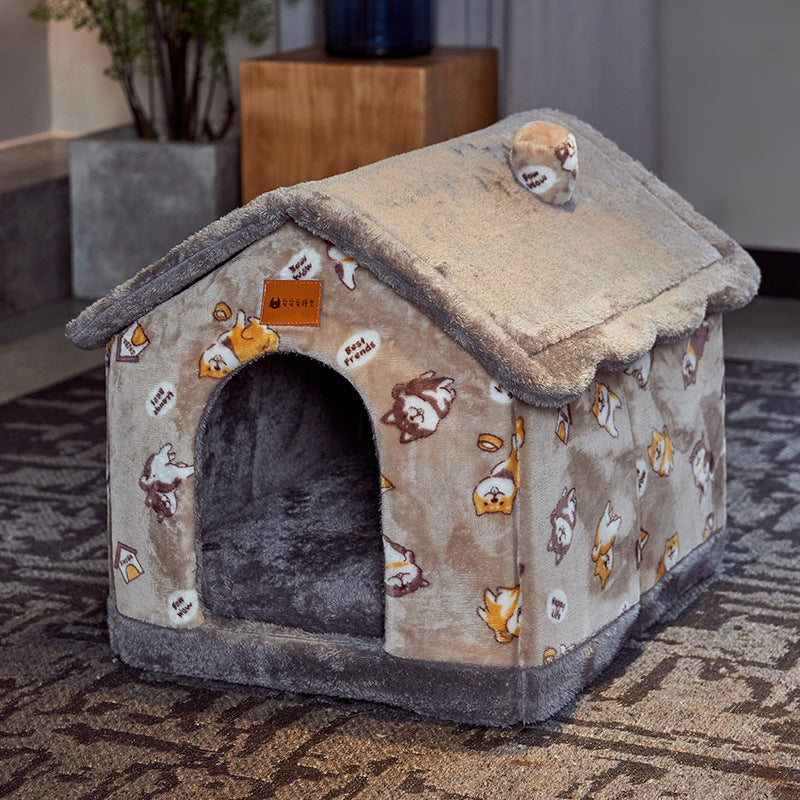 Foldable Pet House with Removable Cushion