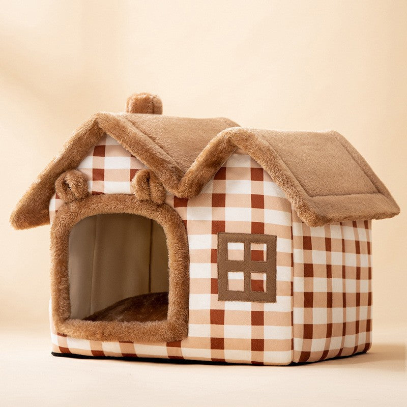 Foldable Pet House with Removable Cushion