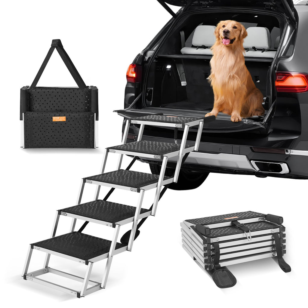 5-Step Folding Dog Stairs for Cars