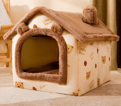 Foldable Pet House with Removable Cushion