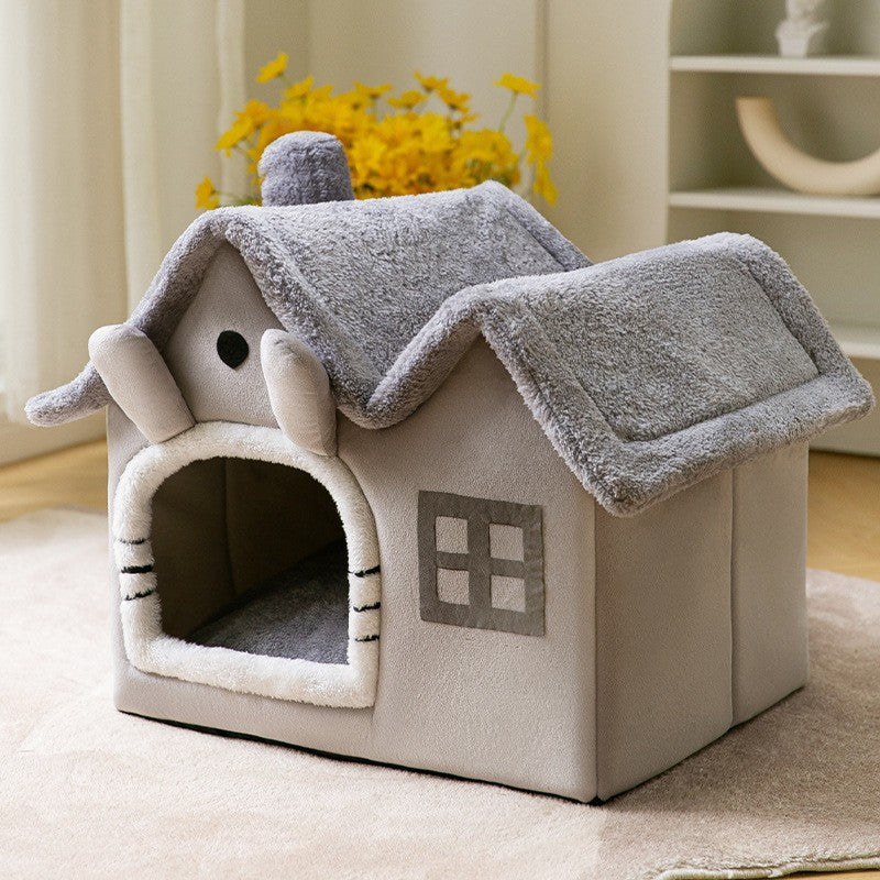 Foldable Pet House with Removable Cushion