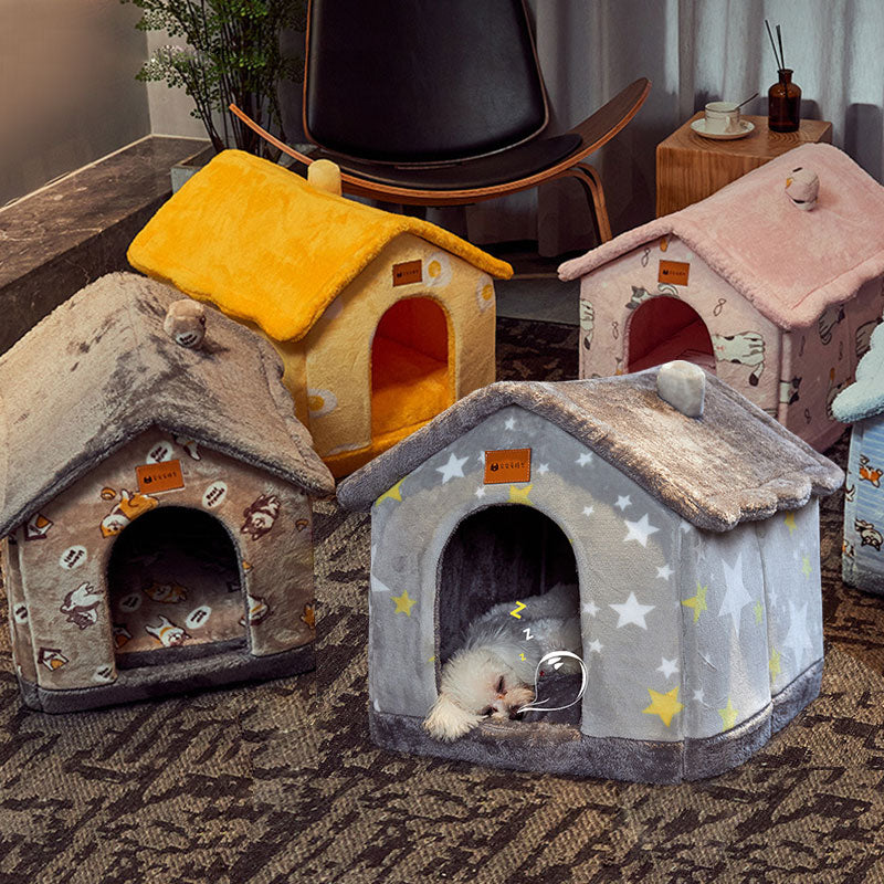 Foldable Pet House with Removable Cushion