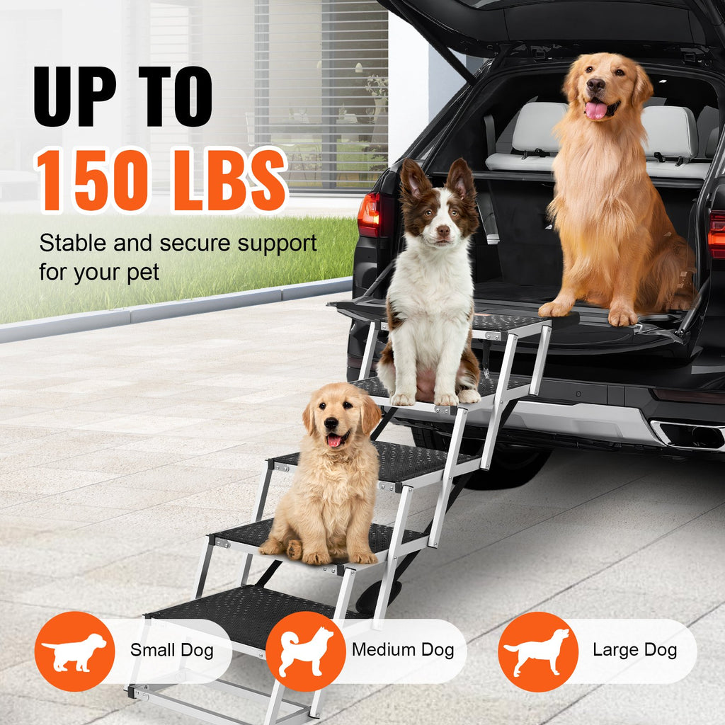 5-Step Folding Dog Stairs for Cars