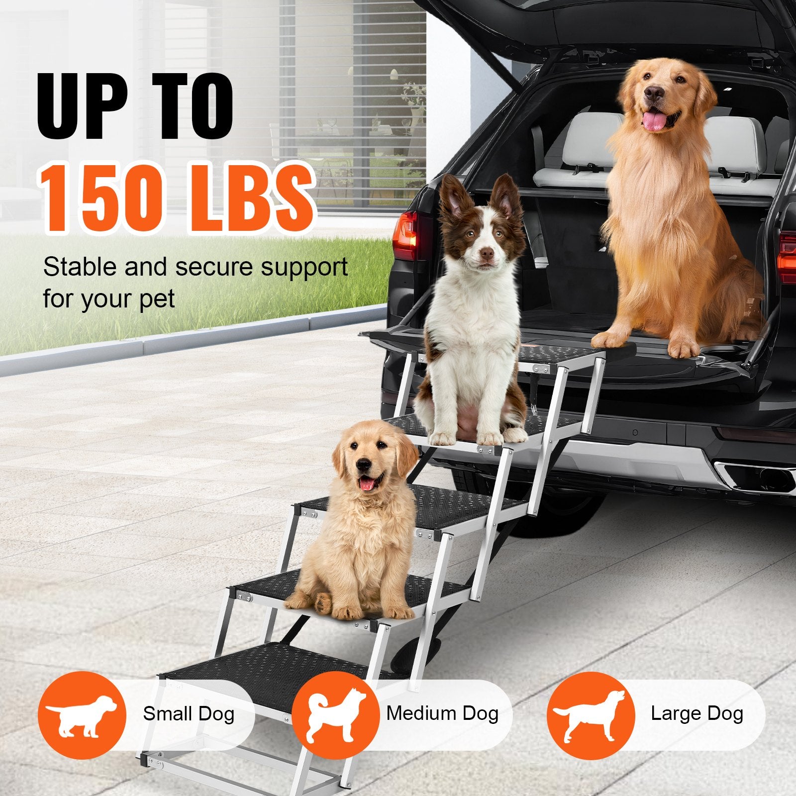 5-Step Folding Dog Stairs for Cars