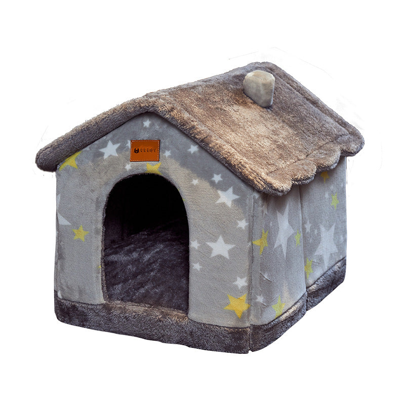 Foldable Pet House with Removable Cushion