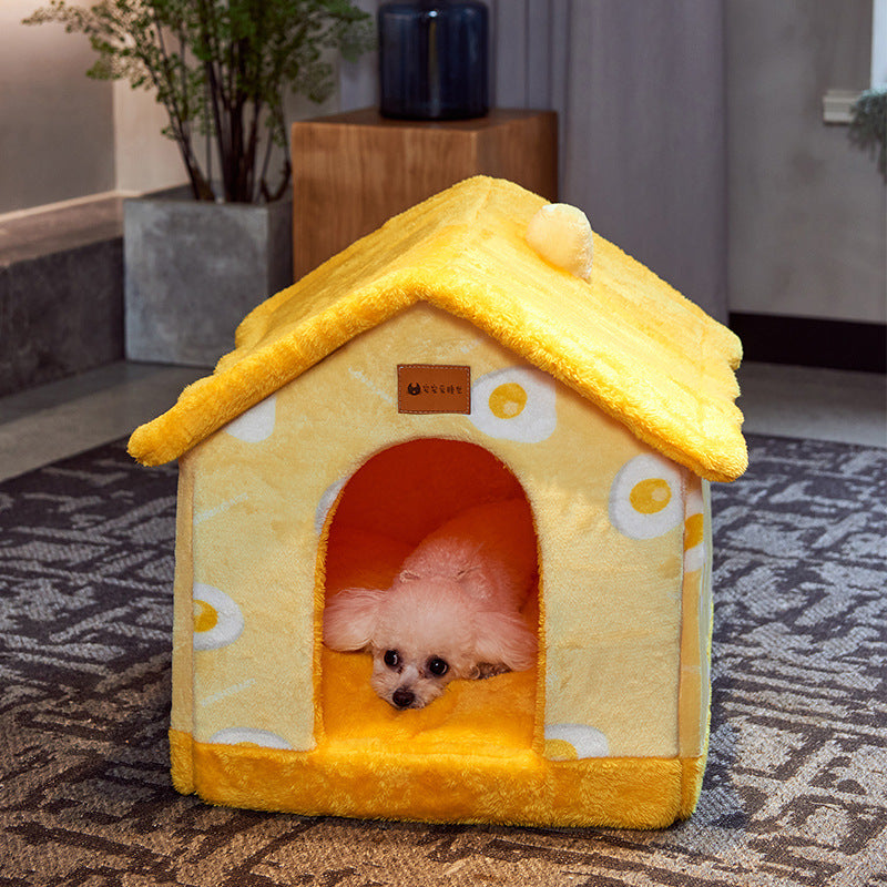 Foldable Pet House with Removable Cushion