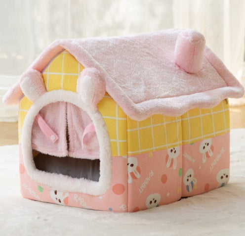 Foldable Pet House with Removable Cushion