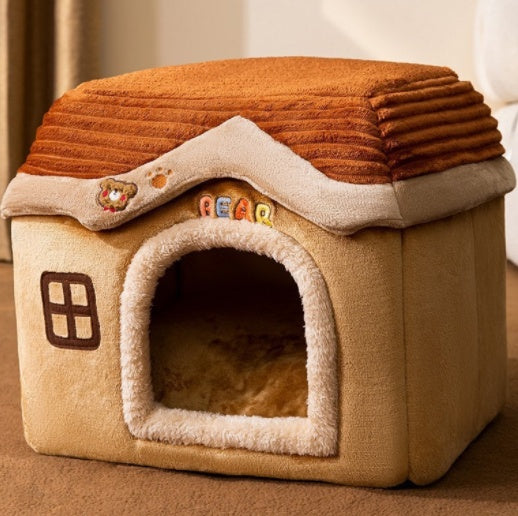 Foldable Pet House with Removable Cushion