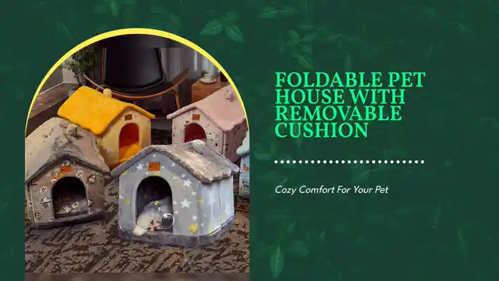 Foldable Pet House with Removable Cushion by@Outfy